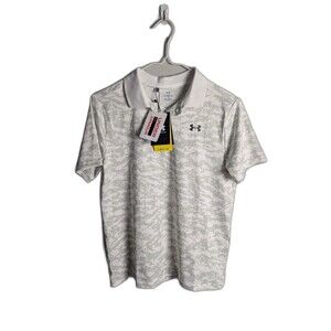 Youth Under Armour Matchplay Printed Golf Polo White Camo Size YLG NWT